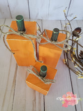 Load image into Gallery viewer, Set of 3 Rustic Wooden Pumpkins