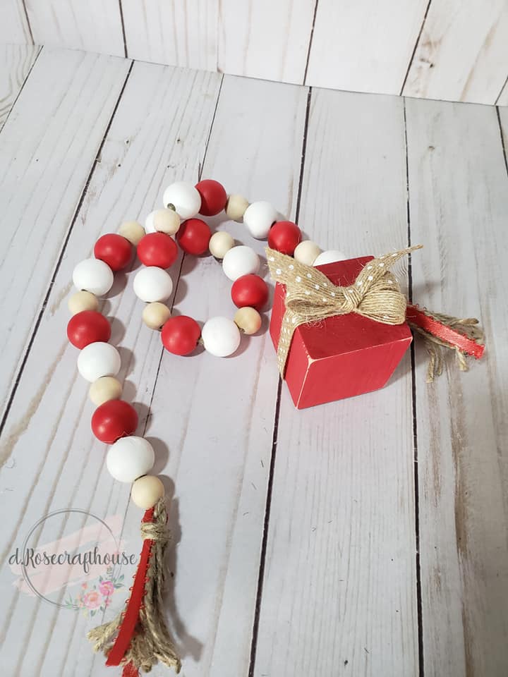 Red decorative wooden bead garland