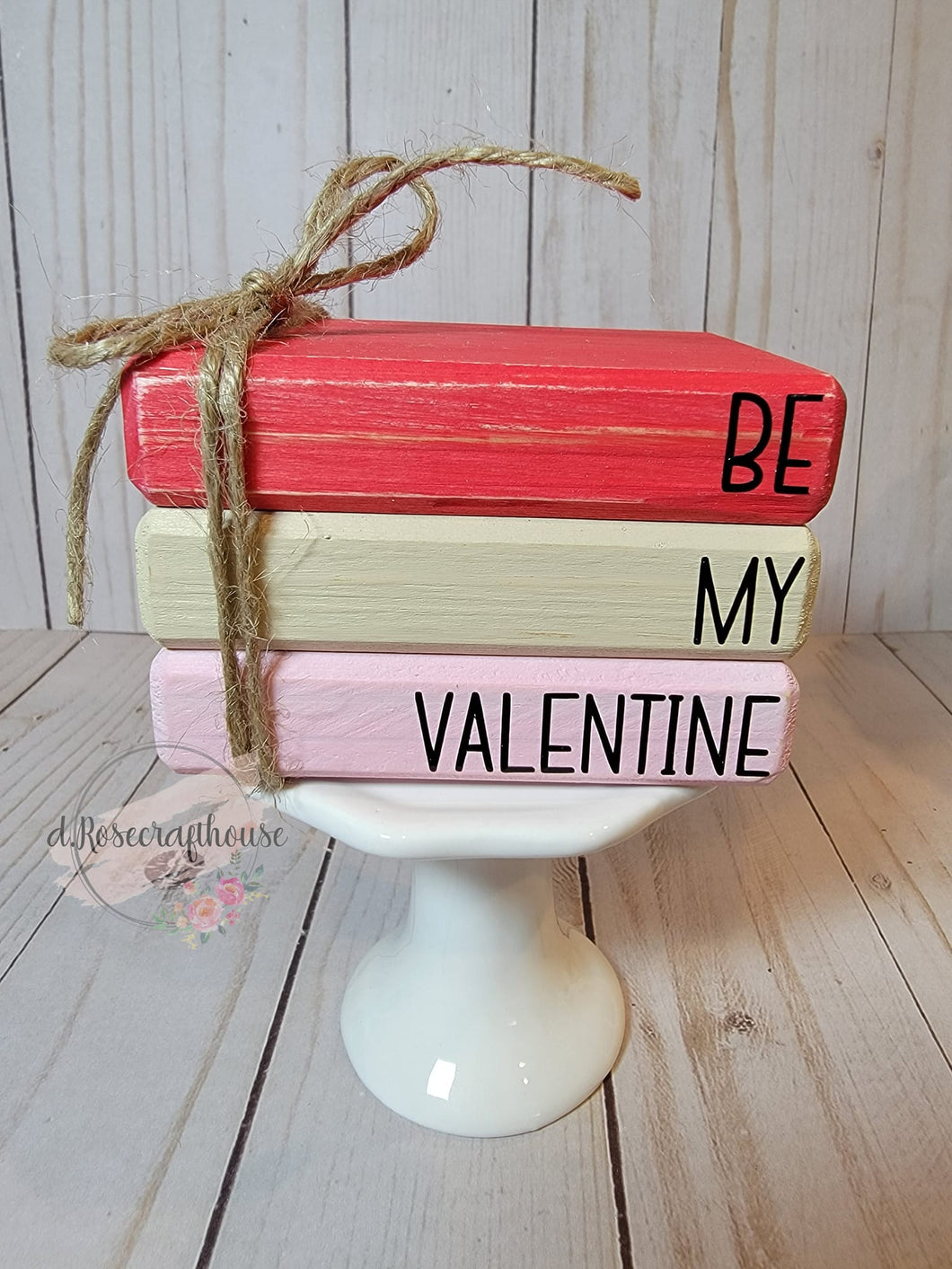 Wooden Book Mini Book Stack: Be My Valentine