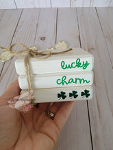 Load image into Gallery viewer, Wooden Mini Book Stack: Lucky Charm
