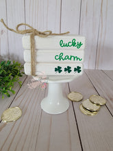 Load image into Gallery viewer, Wooden Mini Book Stack: Lucky Charm
