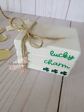 Load image into Gallery viewer, Wooden Mini Book Stack: Lucky Charm
