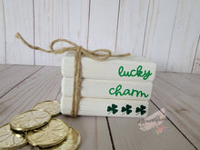 Load image into Gallery viewer, Wooden Mini Book Stack: Lucky Charm
