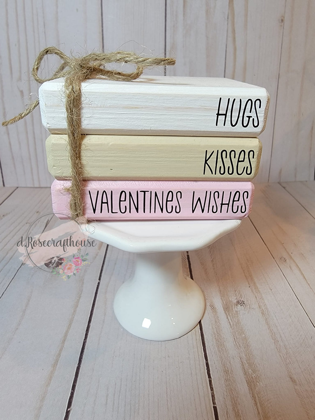 Wooden Book Mini Book Stack: Valentines Wishes