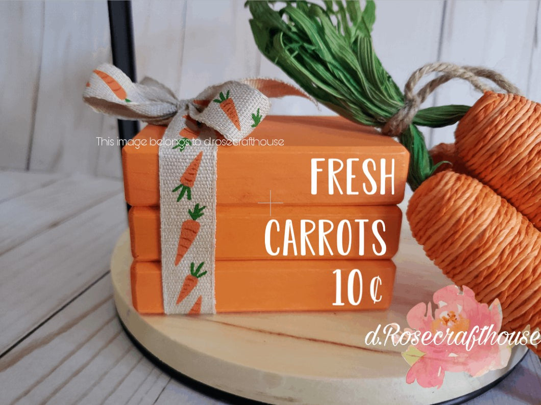 Wooden Mini Book Stack: Fresh Carrots