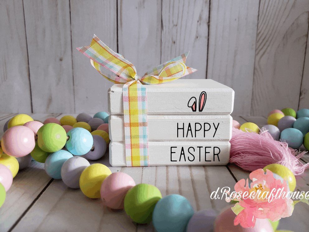 Wooden Mini Book Stack: Happy Easter