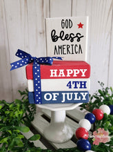 Load image into Gallery viewer, Wooden Mini Book Stack: Happy 4th of July
