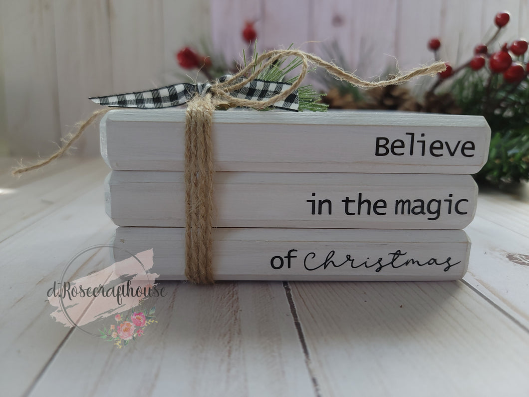 Believe in magic, larger size wooden bookstack