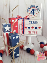 Load image into Gallery viewer, Wooden Mini Book Stack, Stars and Stripes
