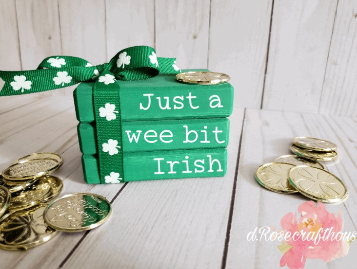 Wooden Mini Book Stack, Just a Wee Bit Irish